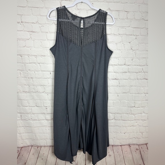 Torrid Gray MIDI JERSEY TRAPEZE DRESS lace crochet accents, sz 2 2X, EUC - Picture 6 of 6